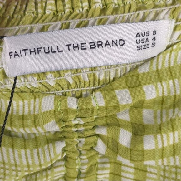 NWT FAITHFULL THE BRAND Imogen Mini Dress Djerra Check Lime FF1621-DCL SMALL - Picture 7 of 14